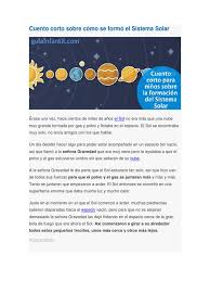 Es una bola gigantesca de gas y fuego. Cuento Del Sistema Solar Para Ninos Dom Sistema Solar