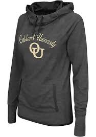 Colosseum Oakland University Golden Grizzlies Womens Grey Buggin Cowl Hoodie Sweatshirts Baylor Bear Hooded Sweatshirts