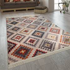 Kurzflor Teppich Ethno Rauten Muster Wohnzimmer Teppich Teppich Wohnzimmer Teppich Bunt