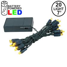 Yellow 20 Light Battery Operated Christmas Lights On Green Wire Novelty Lights Inc