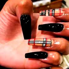 Black And Light Pink Acrylic Nails Pin On Nails Acrylic Designs