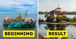 Island of trash twice the size of texas floats in the pacific. A Man Turns 100 000 Plastic Bottles Into A Floating Island To Send A Message That Hurts