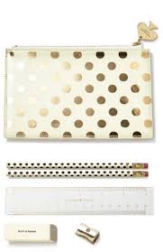 Cute Gold Dot Pouch With Pencils And Office Must Haves By Kate Spade Cute School Supplies School Suplies Writing Pencils