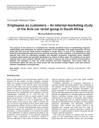 Read this guide to learn more about starting a. Pdf Employees As Customers An Internal Marketing Study Of The Avis Car Rental Group In South Africa