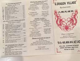 Menu Picture Of Le Grand Dragon Village Savigny Sur Orge Tripadvisor