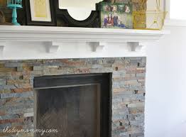 Building Our Fireplace Installing The Slate Split Face Tile Our Diy House The Diy Mommy Fireplace Surrounds Fireplace Tile Stacked Stone Fireplaces