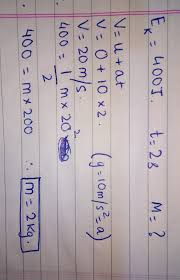 By definition we can define mass as the amount of matter present in a body and its si unit is kilogram (kg) while weight is a measure of how strongly gravity. An Object Whel Falls From Rest Possesses 400 J Of Kinetic Energy At The End Of 2 Seconds Calculate The Brainly In