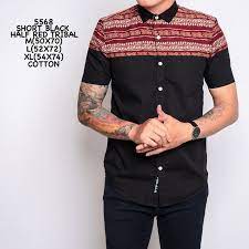 Kumpulan Model Baju Batik Pria Modern Polos Kombinasi Tribal 2018 Red Tribal Mens Tops Fashion