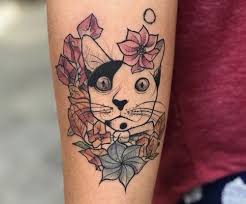 Hide your kitty tattoo with flowers! Cat Tattoo Designs Ideas For Men And Women