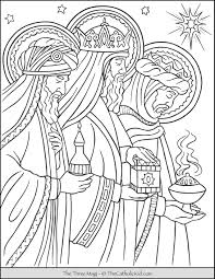 The three kings receive help from its numerous pages to be able to distribute all gifts during this magical night. Three Magi Wise Men Coloring Page Thecatholickid Com
