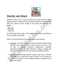 K5 learning offers free worksheets, flashcards and inexpensive workbooks. Weather And Climate Esl Worksheet By Jaya Nar