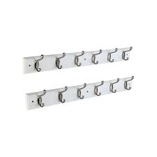Porte manteau mural super original en 32 idées de bricolage! Stylewell 27 Pouce Porte Manteau Mural A 6 Crochets En Blanc Et Nickel Satine Paquet De 2 Home Depot Canada