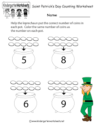 Kindergarten Saint Patrick S Day Counting Worksheet Printable Holiday Worksheets St Patricks Day Holidays Kindergarten
