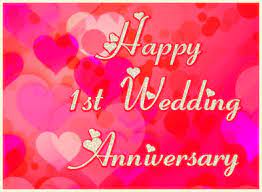 The colors are gold /yellow and the traditional flowers are the orange blossom and pansy. Happy First Wedding Anniversary Wishes