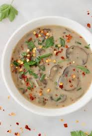 Vegan Cream Of Mushroom Soup Recipe Veggie Society Recipe Stuffed Mushrooms Mushroom Soup Recipes Mushroom Soup