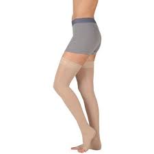 Juzo 11665 Basic Thigh High Open Toe Compression Stockings W Silicone Band 30 40 Mmhg Size Iv Reg Black Women S Thigh Highs Compression Stockings Thighs