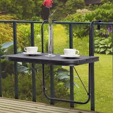 Costway Folding Balcony Deck Table Patio Small Side Stand Hanging Railing Adjustable 0 Deck Table Small Outdoor Spaces Balcony Bar