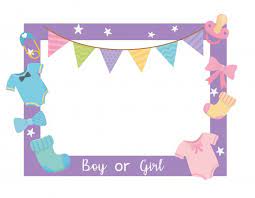 Free Vector Baby Shower Card With Sqaure Frame And Accessories