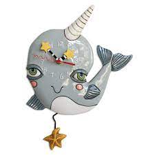 Make sure this fits by entering your model number. Home Kitchen Wall Clocks Narly Narwhal Allen Designs Whimsical Whale Pendulum Wall Clock