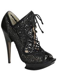 nicholas kirkwood heels booties in black leather fabric