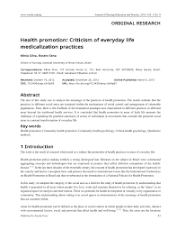 Pdf Health Promotion Criticism Of Everyday Life Medicalization Practices