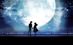 | see more about anime, couple and icon. Hd Wallpaper Anime Art Anime Couple Holding Hands Moonlight Desktop Wallpaper Flare
