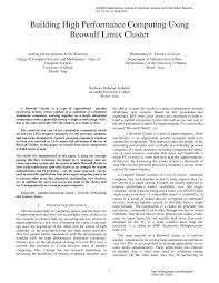 A cluster as the term implies has two or more computers working at the same time. Pdf Building High Performance Computing Using Beowulf Linux Cluster