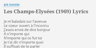 Les Champs Elysees 1969 Lyrics By Joe Dassin Je M Baladais Sur L Avenue