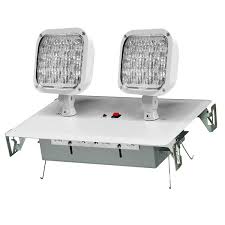 Lavex Industrial White Dual Head Remote Capable Recessed Led Emergency Light With Battery Backup 120 277v Unit