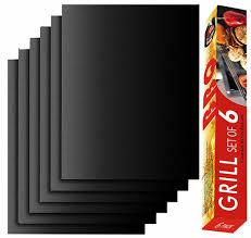Renook Grill Mat Set Of 6 100 Non Stick Extended Warranty 15 75 X 13 Inch Black Renook Bbq Grill Mats Grill Mats Gas And Charcoal Bbq