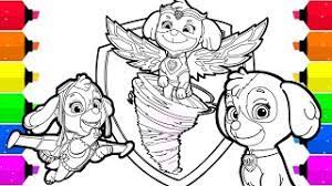Chase, rubble, ryder, marshall, rocky, zuma, skye, everest, tracker, rex, sweetie. Paw Patrol Mighty Pups Skye Coloring Pages For Kids Youtube