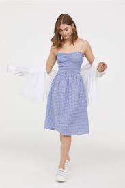 Dress With Smocking Blue White Checked Ladies H M Cn 2 Kjole Sommer Kjole Med Smock Mode Ideer