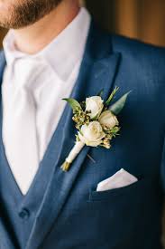 Ivory Groom S Boutonniere White Groom S Boutonniere Summer Wedding Boutonniere Wedding Flower Blue Suit Wedding Wedding Flower Photos Groom Boutonniere