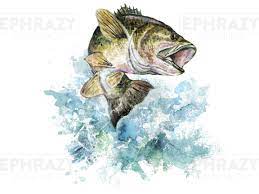 Bass Fish Fishing Fisherman Shirt Digital Watercolor Design Png Digital Watercolor Watercolor Design Fish Clipart