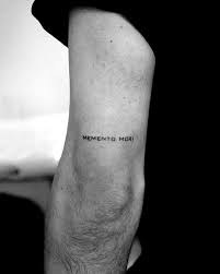 Small Simple Guys Memento Mori Tricep Tattoo Tricep Tattoos Small Tattoos For Guys Back Of Arm Tattoo