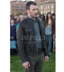 Get this super cool style leather 2 piece style jumpsuit for women. Chris Evans Playing It Cool Leather Jacket Inspired Jackets