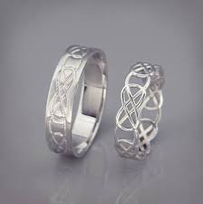 14k White Gold Celtic Knot Wedding Rings Set Handmade 14k White Gold Celtic Wedding Rings His And Hers Wedding Bands Set Anillos De Boda Hechos A Mano Anillos De