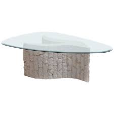 Coffee table gold rectangle stainless steel tempered glass top. Ivory Fossil Stone Sculptural Coffee Table With Biomorphic Glass Top Circa 1980 For Sale At 1stdibs