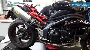 Your local triumph dealer will install the arrow full system map to disable your fault code light activated by the exhaust servo valve motor removal when istalling. 2012 Triumph Speed Triple R Arrow Dual Slip On Exhaust Youtube