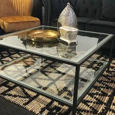 Clear/chromed medium square glass coffee table set with nesting tables. Homestar Krystof Square Coffee Table Black Metal Frame Glass Top Buy Coffee Tables 0765453527701