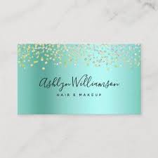 Modern Aqua Blue Green Hair Salon Makeup Artist Business Card Zazzle Com Makeup Artist Business Cards Blue Green Hair Makeup Salon