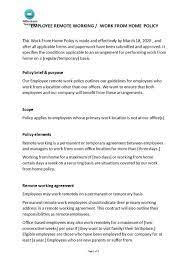 How To Create Work From Home Policy With Your Employees Download This Permanent Or Temporary Work From Home Policy Working From Home Policy Template Templates