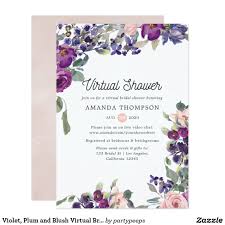 Violet Plum And Blush Virtual Bridal Shower Invitation In 2020 Floral Wedding Invitations Floral Bridal Shower Invitations Bridal Shower Wine