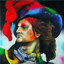 Portrait Jean Bart "Carnaval des couleurs" 80x80 cm