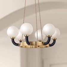 Accommodates six 40w incandescent bulbs or led equivalent. Werner 34 1 2 Wide Aged Brass And Black 6 Light Chandelier 70c95 Lamps Plus