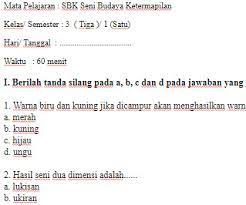 Check spelling or type a new query. Soal Uas Ukk Sbk Kelas 3 Sd Semester 1 Dan Kunci Jawaban Tipstriksib