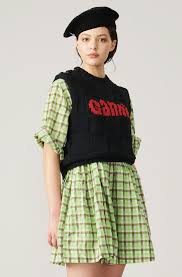 Repeat with alternate colors until you have 10 sets of 6 stitches each color. Checkerboard Knit Logo Vest Ganni At