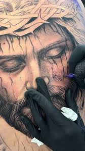 Making a start to this Jesus back piece. , DM for bookings! , •, •,  #realismtattoo #realism #brisbanetattoo #goldcoasttattoo #tattooartist  #tattooart #tattooinspiration #tattoodesign ...