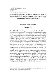 Divorce law in malaysia : Pdf Judicial Separation At The Wife S Initiative A Study Of Redemption Khul In Islamic Law And Contemporary Legislation In Pakistan And Malaysia