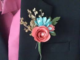 Paper Flower Boutonnieres For Groomsmen Coral And By Springdews 8 00 Paper Flower Patterns Fabric Flowers Paper Flower Bouquet